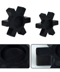 Two black Four Pack L090 L095 NBR Rubber Spider Inserts For L Jaw Coupler Set Solid Center Replacement for industrial machinery.