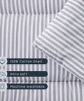 All In One Toddler Nap Mat With Pillow And Blanket For Kids 3 Plus Gray Ticking Stripe 100 Percent Cotton Cozy Naptime