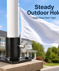 Premium M6 Stainless Steel Wing Nuts, No Sweat Butterfly Thumb Bolts For Flagpole Brackets And Yard Upgrades, Badass Rustproof Replacement Hardware With Smooth Grip And Dead Tight Lock Every Time securing flagpole with a black base and white flag.