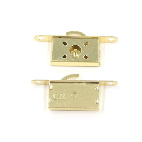 Heavy Duty Gold Drawer Knobs And Minimalist Cabinet Pulls For Tiny Jewelry Boxes Craft Drawers Rust Proof Iron Hardware 2 Pack, gold hardware shown from top and bottom view.