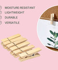 Top Shelf 100 Piece Mini Wooden Clothespins With Handy Storage Bag Dead Serious Grip Birch Hardwood Clips displaying plant photo on corkboard.
