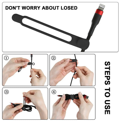 Silicone Cable Straps Set 24 Pcs For Bundling Earphones Chargers Cords And Wires Reusable Elastic Easy To Clean Cable Ties