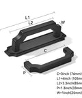 Matte Black Cabinet Pulls With Backplate 5 Pack 3 Inch Hole Centers 4 Inch Overall Length 1 Inch Diameter 1.3 Inch Projection