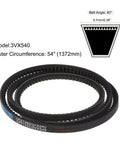 3VX540 Cogged V Belt 54 Inch Length 0.38 Inch Width 0.32 Inch Thick Raw Edge Rubber Belt Built For Industrial Machinery