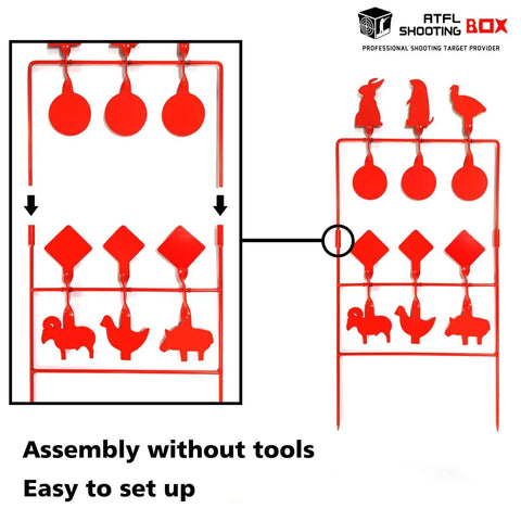 Nine Target Heavy Metal Spinner Set For Pellet Guns And Air Rifles With Animal Silhouettes Auto Reset Backyard Shooting Gear