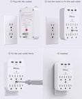 Step-by-step installation of Power Strip With Built In Surge Protector Six Outlets And Three USB Ports One USB C And Two USB A Wall Mountable