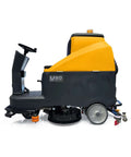 Side view of Beast Ride On Floor Scrubber For Large Spaces With A 45 Inch Cleaning Path Delivers About 70 000 Sq Ft Per Hour Dual Disc Brush 53 Gallon Water Tank Heavy Duty Floor Cleaning Machine For Warehouses Malls And Industrial Use