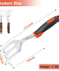 Beast Mode Heavy Duty Hand Cultivator With Ergonomic Handle Three Claw Garden Rake, size and weight dimensions visible