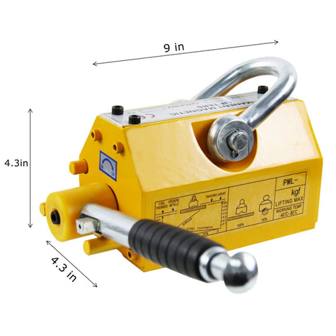 HONYTA 1320 lb magnetic lifter with release lever; yellow steel hoist magnet for lifting plate steel