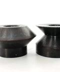 Two 90 Degree Hem Roll Dies for bead rollers with 22mm shafts, black oxide coated, creating 90 degree edge hem with one half inch finished flange.