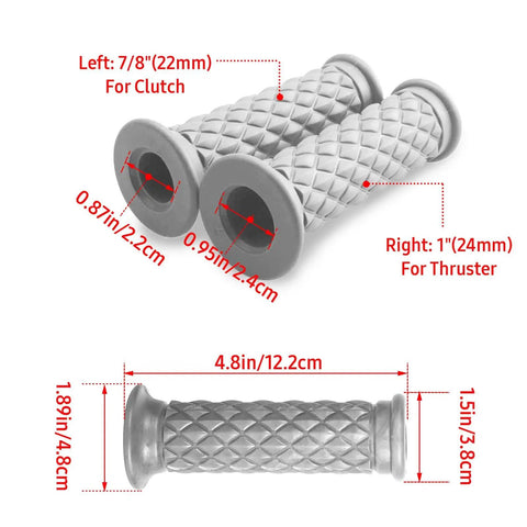 Non Slip Rubber Motorcycle Hand Grips For Seven Eighths Inch 22mm And 24mm Bars Open End Vintage Thruster Style sizes
