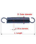 Heavy Duty 2 Pack Tension Springs With Open Hooks For DIY Projects And Repairs Featuring Tough Spring Steel dimensions display