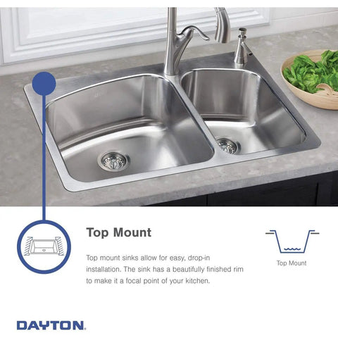 Double stainless steel sink in kitchen with faucet, ADA compliant, non-single bowl, not matching focus keyword requirements.