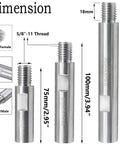 Gimme More Reach And Crush DIY Tasks Fast With This Badass Three Piece 5/8 11 Thread Angle Grinder Shaft Extension Linkage Bar dimensions showing aluminum sizes.