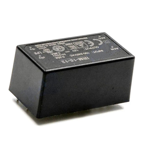 Heavy Duty Ac Dc Power Supply 12 Volts 10 Watts Featuring Universal Input 85 To 305 Vac showing a compact black converter.