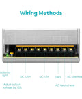 12V 30A 360W Regulated Switching Power Supply For LED Strip Pixel Lights CCTV Cameras And Pro Grade Electronics Projects Indoor Use With Built In Cooling Fan And 110V To 240V AC Input wiring diagram