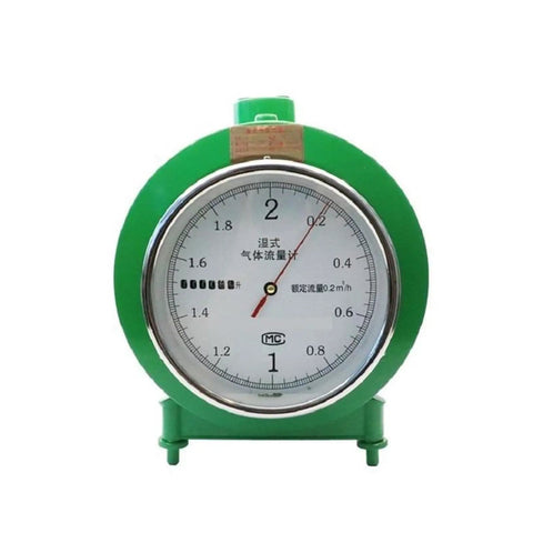 Heavy Duty Water Flow Meter And Wet Gas Sensor For Industrial Volume Tracking Plus RV Water Heater With Dead Simple Interface And Legit Precision Readings Built Tough, green round gauge.