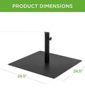 Beefy 38.5 Pound Steel Umbrella Base Square Weighted Patio Stand For Outdoor Backyard Market Umbrellas Sun Shade dimensions