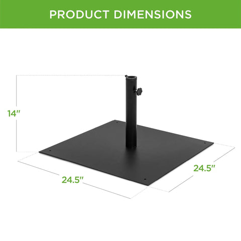Beefy 38.5 Pound Steel Umbrella Base Square Weighted Patio Stand For Outdoor Backyard Market Umbrellas Sun Shade dimensions