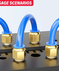 Blue 8Mm OD PU Air Hose Line Kit With Push To Connect Fittings for compressed air usage on black panel setup