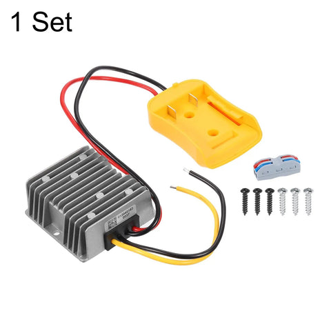 20V To 12V Step Down RC Battery Converter Kit with ABS shell, 12AWG wire, wire terminal, screws, 7-piece set in yellow