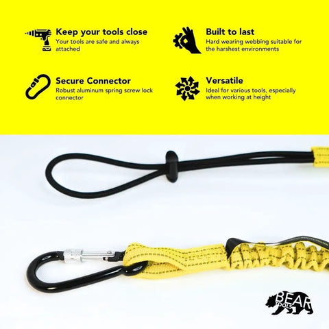 Heavy Duty Tool Lanyard With Buckle Strap Clip Bungee Cord And Screw Lock Carabiner for Fall Protection and Safety