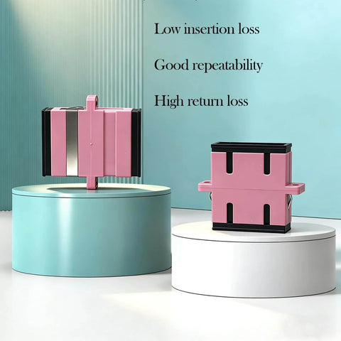 SC/UPC To SC/UPC OM4 Duplex Fiber Optic Adapter Multimode Connector Purple 10 Pack on display