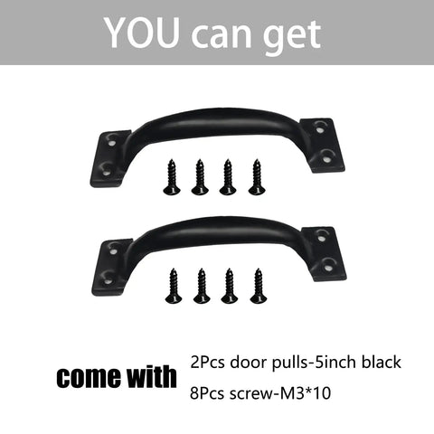 2 Pack 5 Inch Black Metal Vintage Barn Door Pull Cabinet Handle Set For Farmhouse Rustic Cabinets Indoor Outdoor Use Smooth Ergonomic