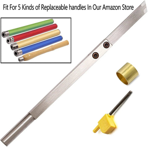 Beefy Ten Inch Parting Woodturning Lathe Tool Carbide Tipped Grooving Blade With Two Carbide Inserts And Copper Hoop Tungsten Carbide Tip