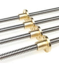 T16 Trapezoidal Lead Screw With Copper Nut And 304 Stainless Rod For 3D Printer Replacement 16mm Diameter 4mm Pitch 10mm Lead Durable Workhorse Wear Resistant Available In 100mm To 1000mm Lengths, shown with copper nuts