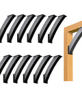 Heavy Duty 45 Degree Steel Angle Brackets For Wood Beams With Black Rustproof Finish Rock Solid Corner Supports 12 piece set installed on wood frame.