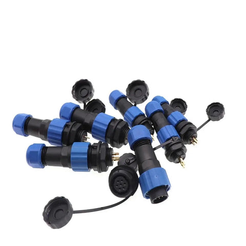 Multi Model Waterproof Panel Mount Cylindrical Connectors Set With Back Nut IP68 Rating For Electrical Cable Wires SP13 SP16 SP17 SP20 SP21 4P 10 Sets