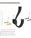 Installation steps for Matte Black 5 Pack Coat And Hat Wall Hooks Double Hooks For Hanging Towels Bags Backpacks Purses Wall Mount
