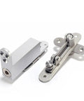 Slick 360 Degree Concealed Tiandi Hinge With Hydraulic Auto Close And Dead Center Locking, silver finish, shown from the side.