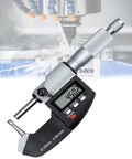 Digital Outside Micrometer With 0.001mm Accuracy, Pro Grade Precision Blade, on stainless steel shown in use