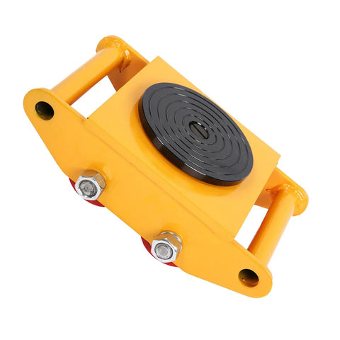 Close-up of Rugged Heavy Duty Machinery Mover Dolly For Moving Heavy Equipment 6 Ton Load, steel and powder coat finish