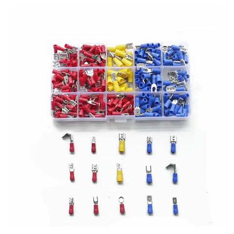 Top Notch 260 Piece Crimp Terminals Assortment Kit With Insulated Spade Ring Fork Electrical Connectors, sorted in case