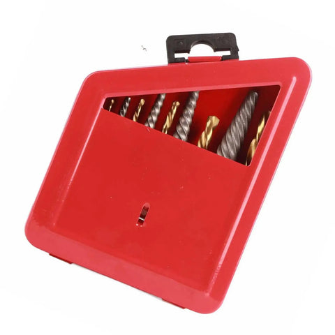 Grab This Awesome 10 Piece Screw Extractor Set With Drill Bits Left Hand Plated Alloy Steel Fastener Remover Kit For Damaged Screws Bolts Tough To Get Tools in red case