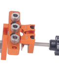 Side view of Three In One Doweling Jig Drill Kit with pro grade aluminum alloy construction, precise scale, and quick clamping.