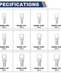 60Pcs Tinned Battery Terminal Lug Kit For Heavy Duty Copper Wire Ends Eyelets Ring Terminals Tubular Lugs For AWG 8 6 4 Wiring Includes 4 Sizes And 12 Types For Auto Marine And DIY Projects, showing different lug sizes and types specifications.