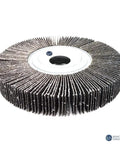 6 Inch Aluminum Oxide Flap Wheel With 1 Inch Arbor For Bench Grinders 240 Grit Sander Disc showing layered design for effective grinding
