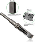 Close-up of 7 Piece Mortising Chisel Bit from Square Hole Drill Bit Set For Woodworking showing sharpness and durability features.