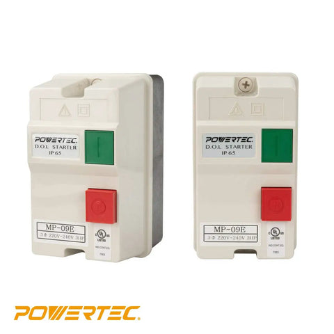 Magnetic Workhorse Switch Box for 220 to 240 Volt Motors with 3 HP and Phase Failure Protector, two units with red and green buttons