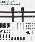 60" Bi-Folding Sliding Barn Door Hardware Kit for Two 28" Bifold Doors, hardware pieces displayed on white background.