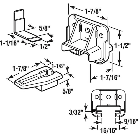 Diagram of Two Pack Drawer Track Guides And Glides Kit For Dressers Hutches And Nightstands Replacement Rails Corner Glides Nails And Screws