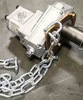 Hydraulic component for Three Point Hitch PTO Hydraulic Backhoe Attachment for tractors with chain on concrete floor