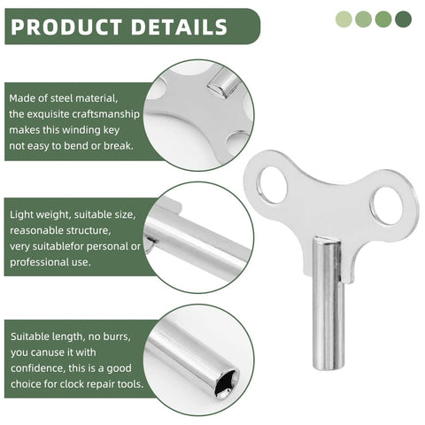Product details of Universal Clock Winding Keys Kit For Old School Mechanical Clocks And Alarm Clocks In Stainless Steel Two Pack