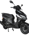 Solara 150cc Moped Scooter for Adults, black, showcasing automatic transmission, 10-inch aluminum wheels, and LED headlights.