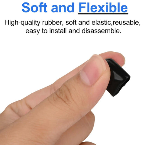 Close-up of hand holding a black rubber cap from the 200 Piece Round Rubber End Caps Set For Bolts And Screws And Metal Tubing Durable Flexible Thread Protectors