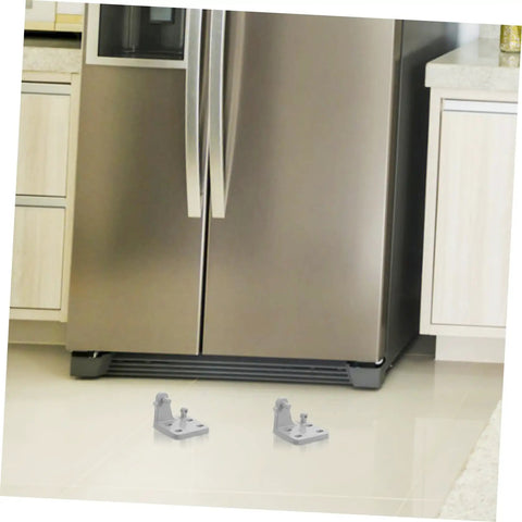 Heavy Metal Replacement Hinges For Commercial Fridge And Freezer Doors resting on a kitchen floor near a stainless steel fridge.